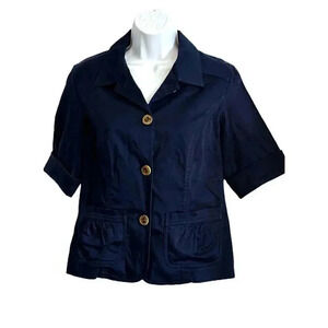 Coldwater Creek Women’s Blazer Jacket size P10 Blue Button Front Pockets